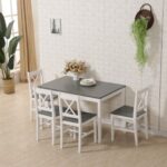 (Grey) WestWood Quality Solid Wooden Dining Table and 4 Chairs Set Kitchen