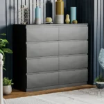 (Black) Denver 8 Drawer Chest Wide Bedroom Garment Storage