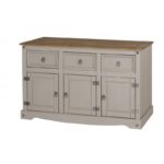 Corona Grey Wax 3 Door Sideboard Cupboard Storage Dining Furniture