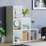 (White) Durham 6 Cube Bookcase Staircase Ladder Storage