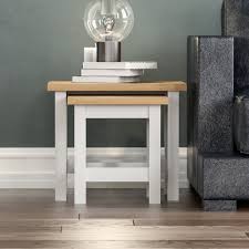 (Grey & Oak) Arlington Nest of Tables Set of 2 Lamp Side Table - Image 3