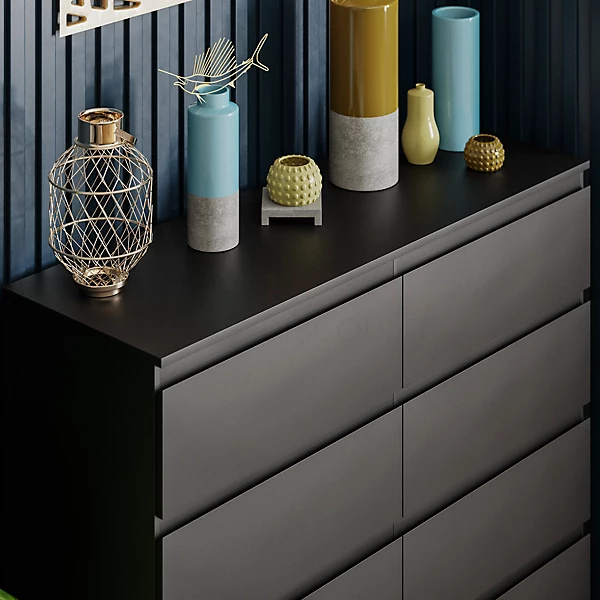 (Black) Denver 8 Drawer Chest Wide Bedroom Garment Storage - Image 4