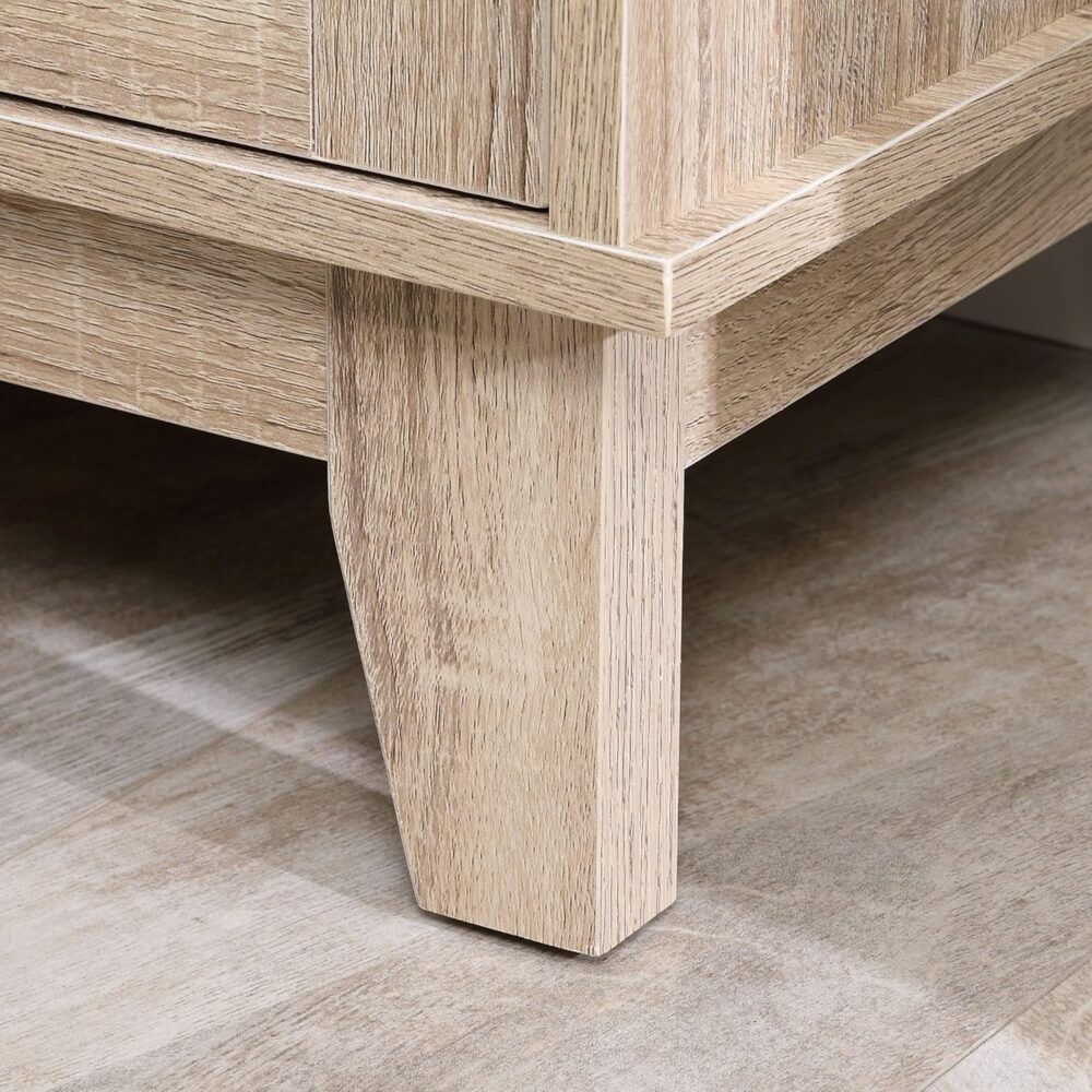 HOMCOM Nightstand, Rattan Bedside Table, Sofa Side Table w/ Storage Cupboard - Image 4