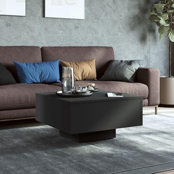 vidaXL Coffee Table Black Engineered Wood Couch Side Centre End Accent Table - Image 4