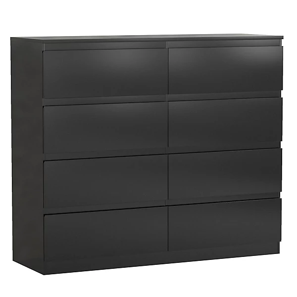 (Black) Denver 8 Drawer Chest Wide Bedroom Garment Storage - Image 5