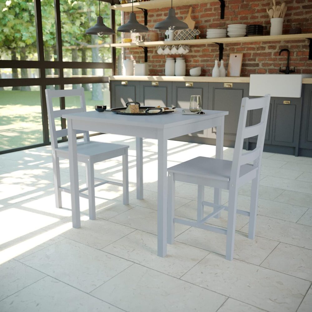 (Grey, 2 Seater) Yorkshire Home Dining Set Chairs Table Wood - Image 5