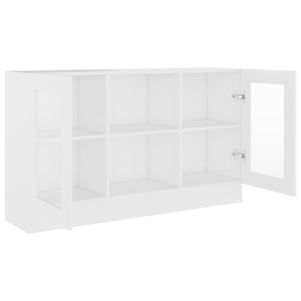 VidaXL Vitrine Cabinet White Engineered Wood Sideboard Storage Side Cupboard - Image 4