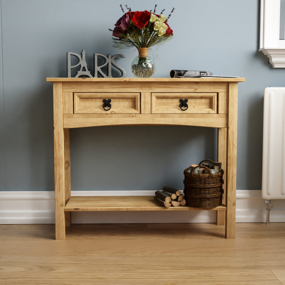 Corona 2 Drawer Console Table Hallway Shelf Storage - Image 6