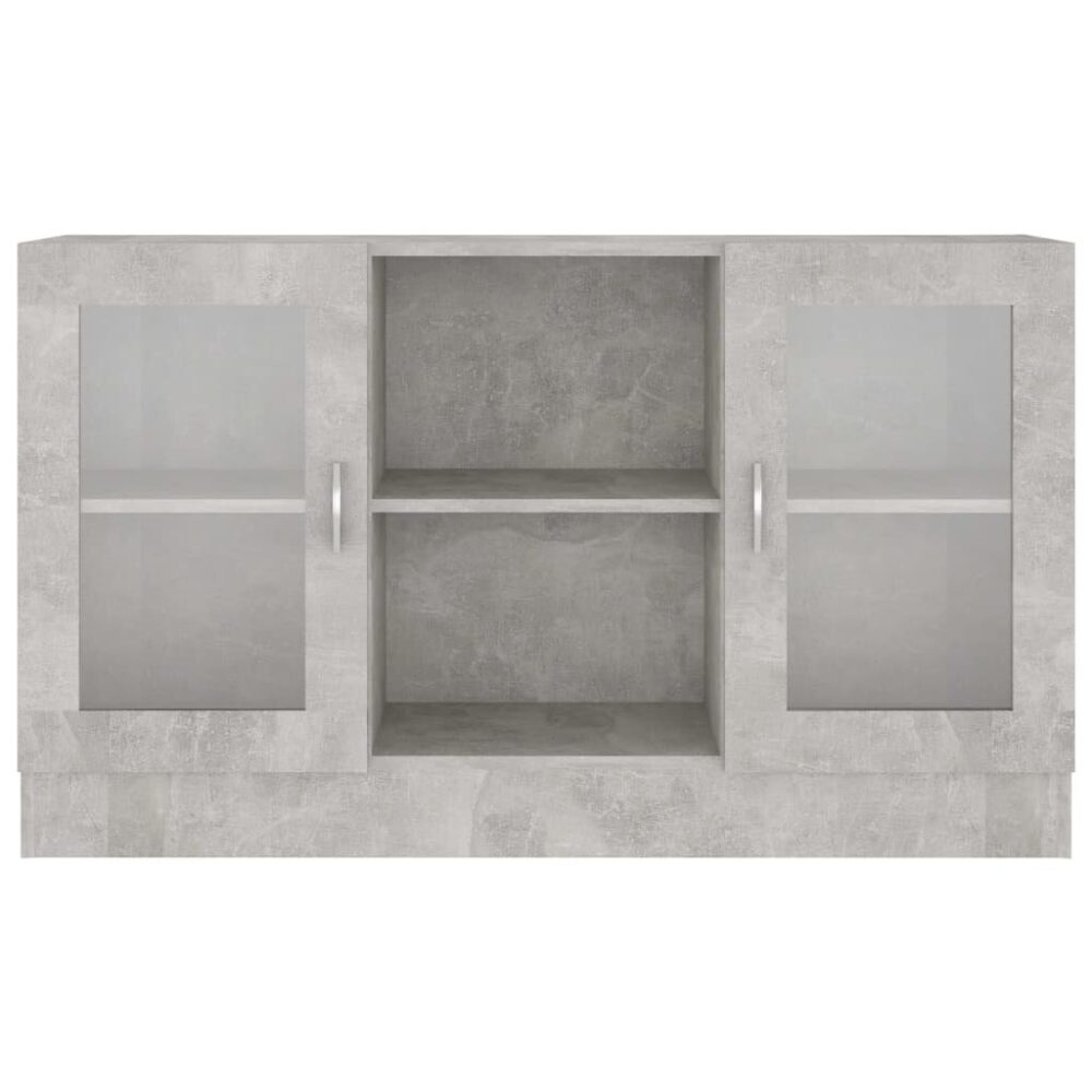 VidaXL Vitrine Cabinet Concrete Grey Engineered Wood Storage Side Cupboard - Image 5