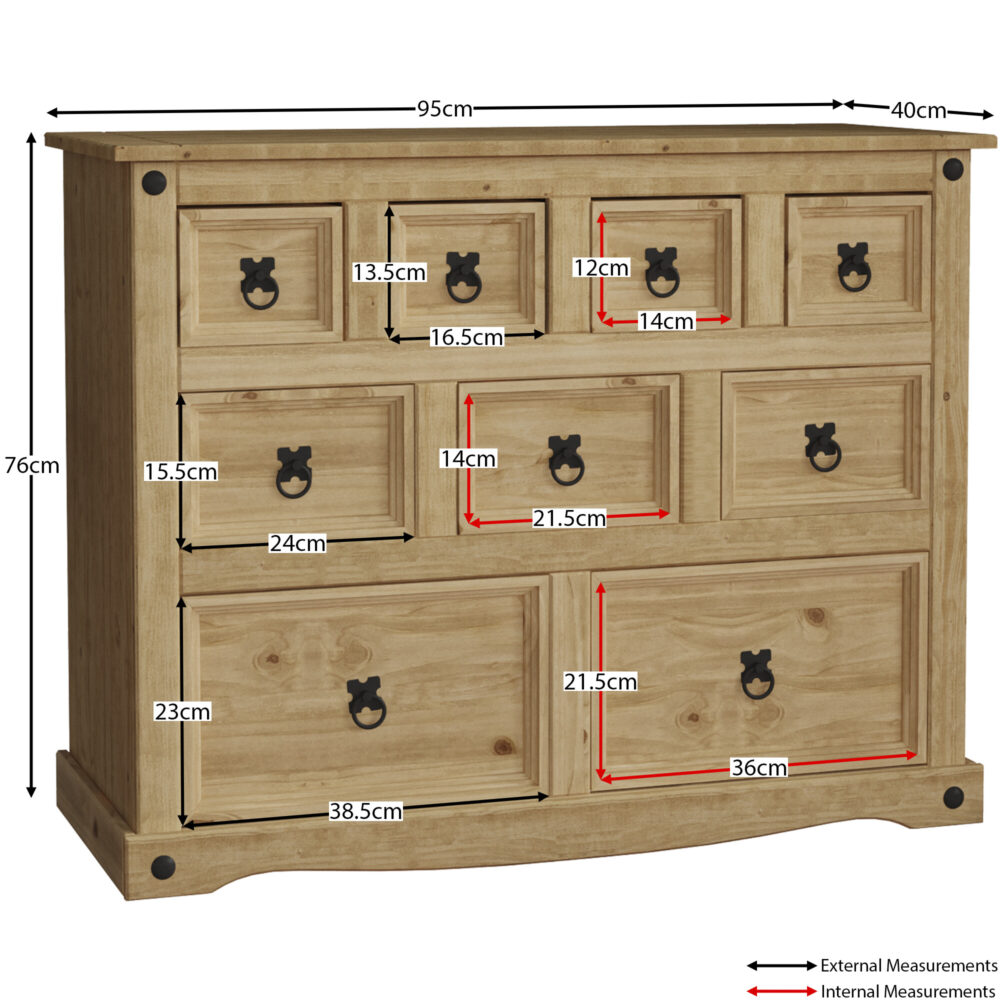 Corona 9 Drawer Merchant Chest Bedroom Storage - Image 7
