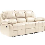 Valencia Cream Leather Recliner 3+3 Seater Sofa Set