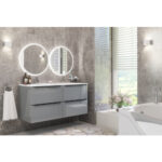 (4-Drawer 120cm, Matt Black) Furneo Bathroom Vanity Unit Floating Storage Basin Gloss Grey 60/80/120cm